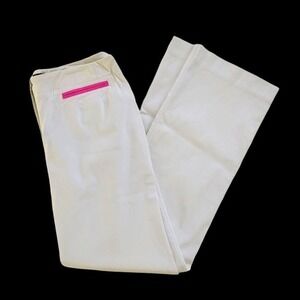 Vintage Herve Benard Cream Wide Leg Trousers Pink Accent Pocket Size 10 Womens